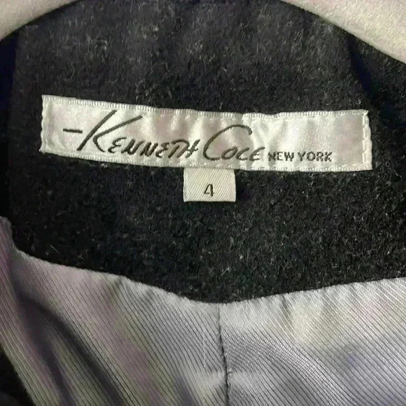 Kenneth Kole Black Wool Coat with removable Hoodie Sz 4 - Picture 3 of 12